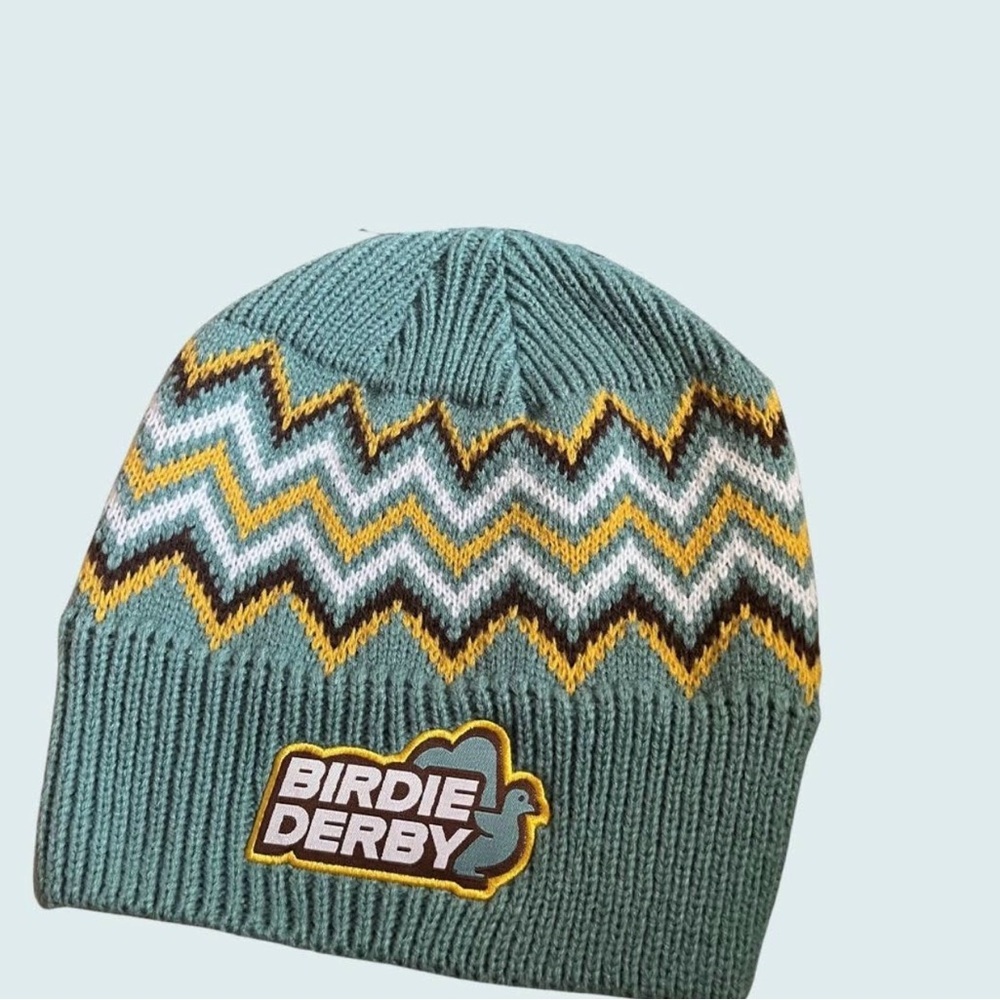 Birdie Derby Kids Teal Chevron Knit Beanie Hat Gift Set Chick-fil-A Card New